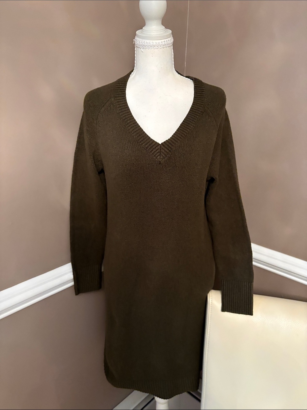 Old Navy Olive V-Neck Sweater Dress